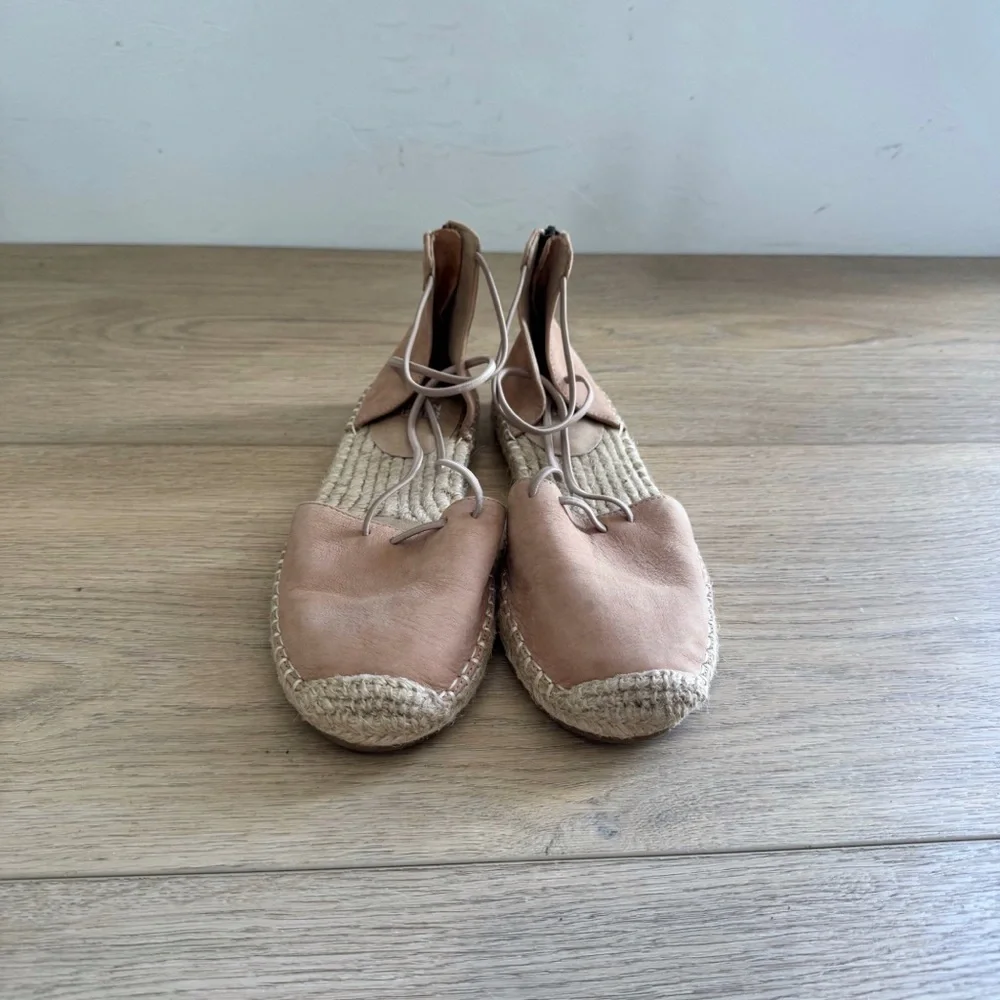 Eileen Fisher Tan Leather Espadrille Sandals